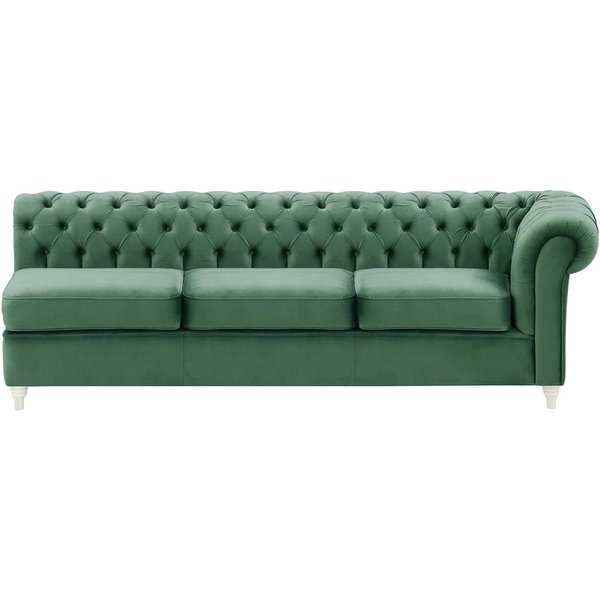 Chesterfield- Module d’extrémité droite trois places (3R), bleu - Velluto 12, Couleur des pieds: Blanc