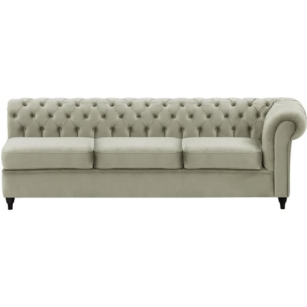 Chesterfield- Module d’extrémité droite trois places (3R), gris clair - Velluto 15, Couleur des pieds: Noir