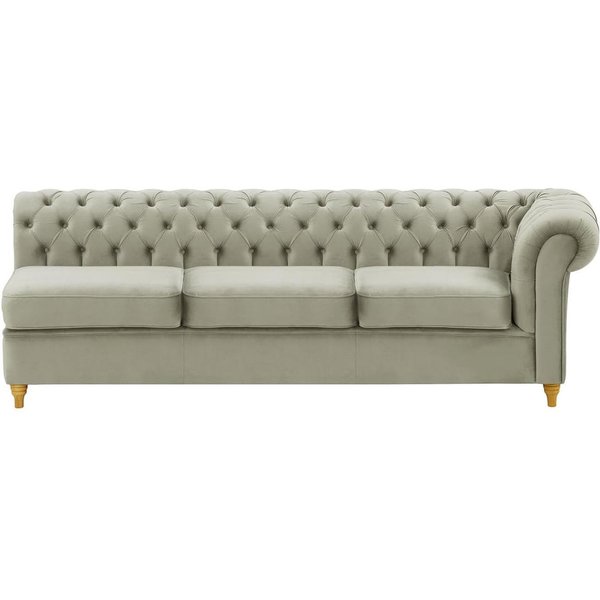 Chesterfield- Module d’extrémité droite trois places (3R), gris clair - Velluto 15, Couleur des pieds: Chêne clair