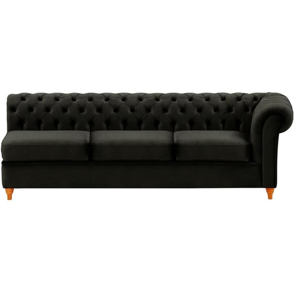 Chesterfield- Module d’extrémité droite trois places (3R), noir - Velluto 20, Couleur des pieds: aveo