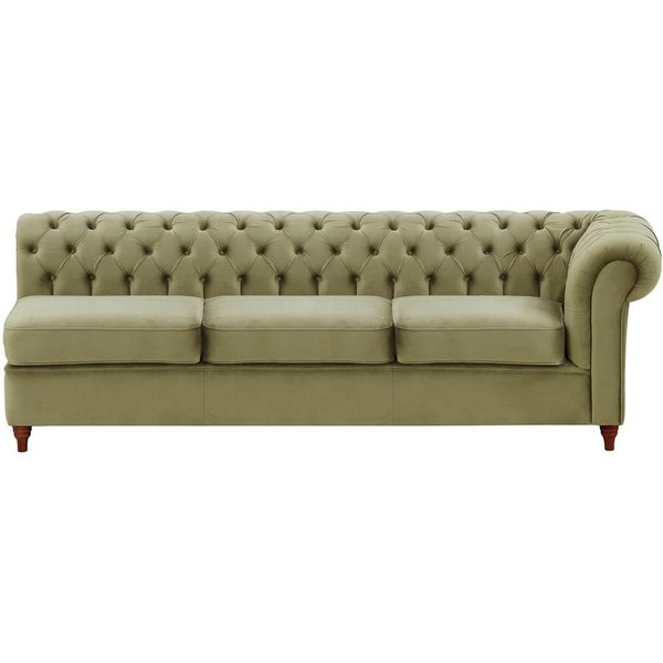 Chesterfield- Module d’extrémité droite trois places (3R), beige - Velluto 3, Couleur des pieds: Chêne foncé