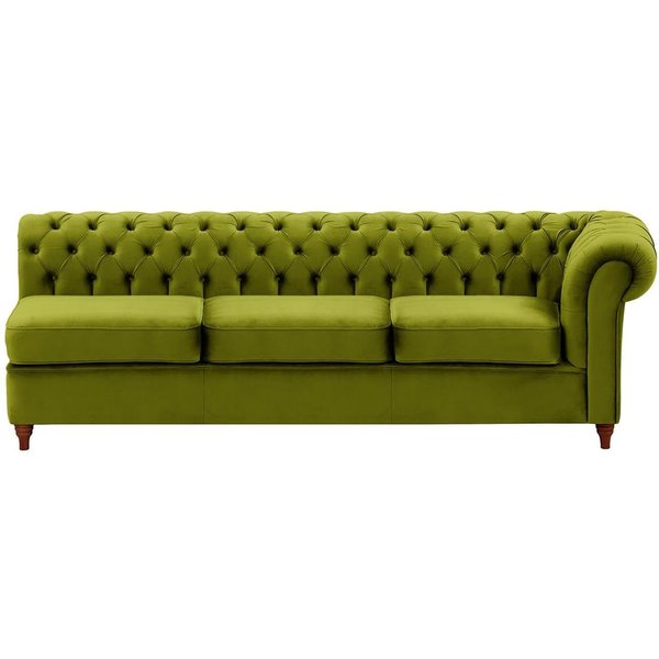 Chesterfield- Module d’extrémité droite trois places (3R), olive - Velluto 9, Couleur des pieds: Chêne foncé