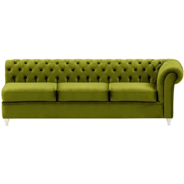 Chesterfield- Module d’extrémité droite trois places (3R), olive - Velluto 9, Couleur des pieds: Blanc