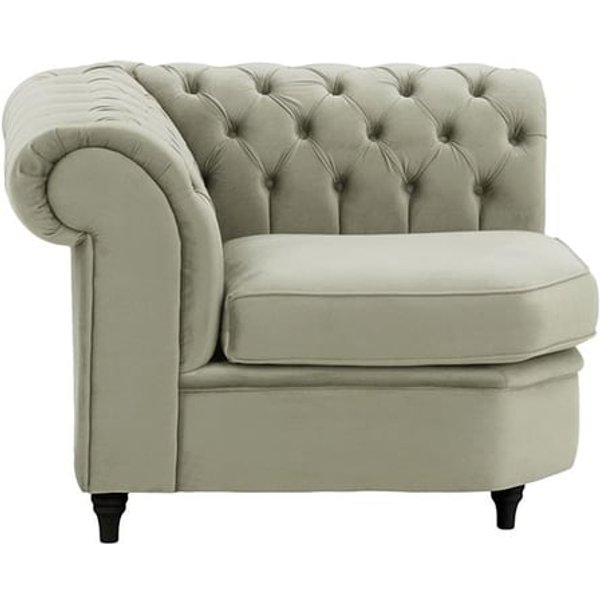 Chesterfield- Module d’angle (CM), gris clair - Velluto 15, Couleur des pieds: Noir