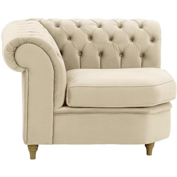 Chesterfield- Module d’angle (CM), beige clair - Velluto 2, Couleur des pieds: Noir wax