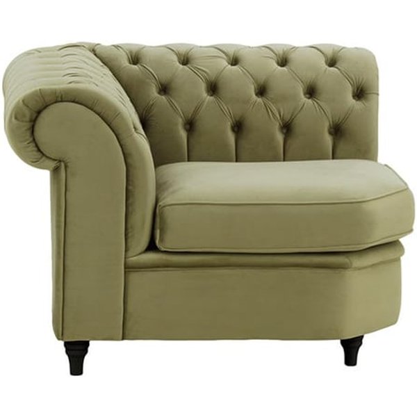 Chesterfield- Module d’angle (CM), beige - Velluto 3, Couleur des pieds: Noir
