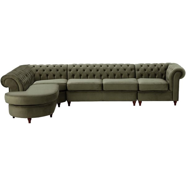 Chesterfield - Canapé d’angle gauche modulaire., graphite - Velluto 19, Couleur des pieds: Chêne foncé