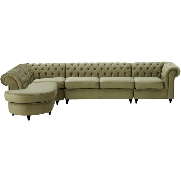 Chesterfield - Canapé d’angle gauche modulaire., beige - Velluto 3, Couleur des pieds: Noir