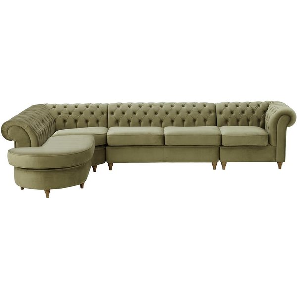 Chesterfield - Canapé d’angle gauche modulaire., beige - Velluto 3, Couleur des pieds: Noir wax