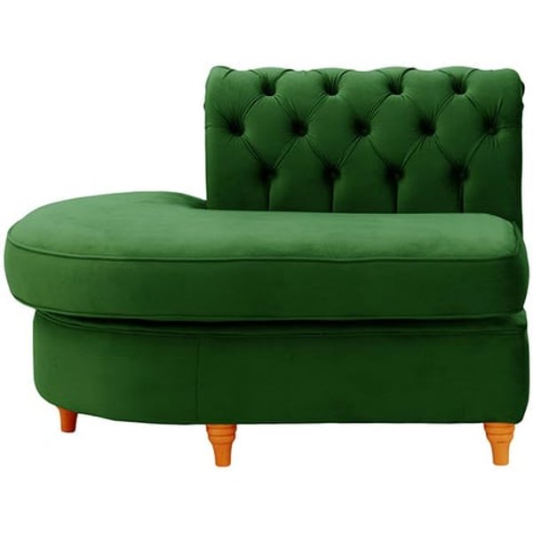 Chesterfield -Module d’extrémité ronde gauche (ECL), vert foncé - Velluto 10, Couleur des pieds: aveo