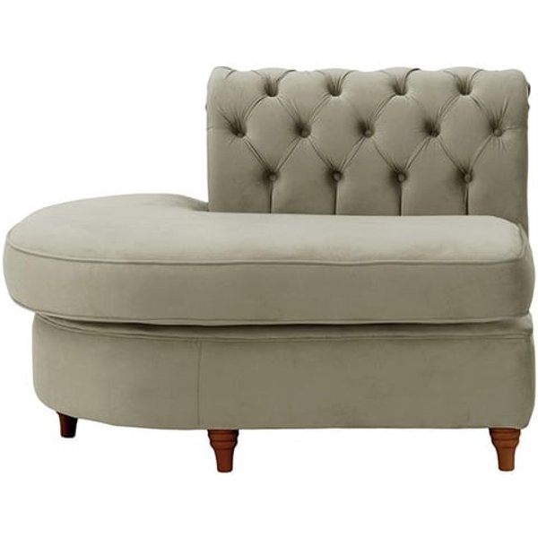 Chesterfield -Module d’extrémité ronde gauche (ECL), gris éléphant - Velluto 17, Couleur des pieds: Chêne foncé