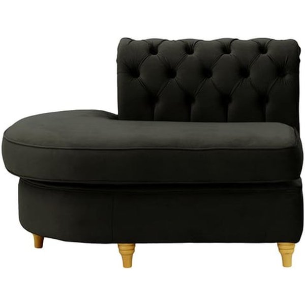 Chesterfield -Module d’extrémité ronde gauche (ECL), noir - Velluto 20, Couleur des pieds: Chêne clair