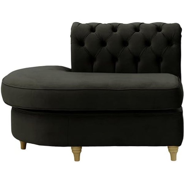 Chesterfield -Module d’extrémité ronde gauche (ECL), noir - Velluto 20, Couleur des pieds: Noir wax