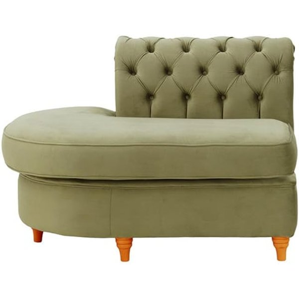 Chesterfield -Module d’extrémité ronde gauche (ECL), beige - Velluto 3, Couleur des pieds: aveo