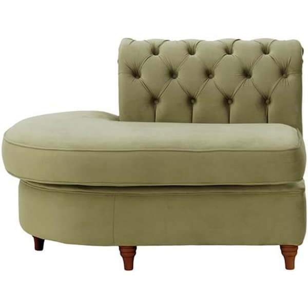 Chesterfield -Module d’extrémité ronde gauche (ECL), beige - Velluto 3, Couleur des pieds: Chêne foncé