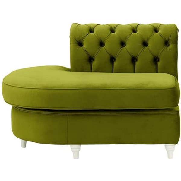 Chesterfield -Module d’extrémité ronde gauche (ECL), olive - Velluto 9, Couleur des pieds: Blanc