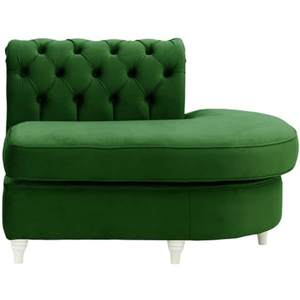 Chesterfield -Module d’extrémité ronde droite (ECR), vert foncé - Velluto 10, Couleur des pieds: Blanc