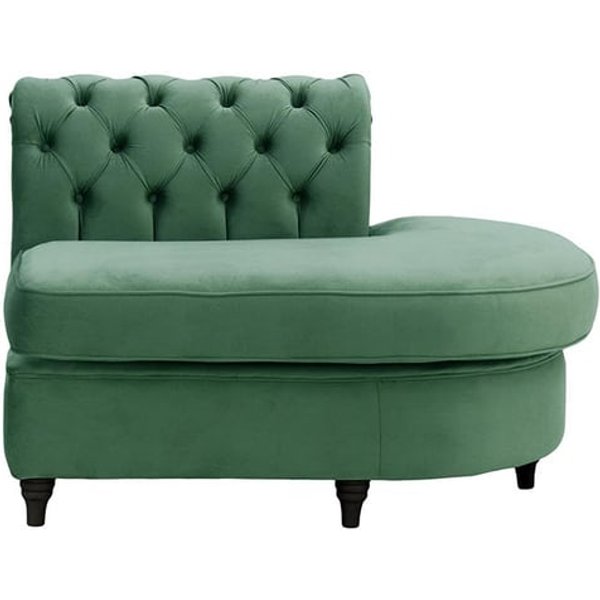 Chesterfield -Module d’extrémité ronde droite (ECR), bleu - Velluto 12, Couleur des pieds: Noir