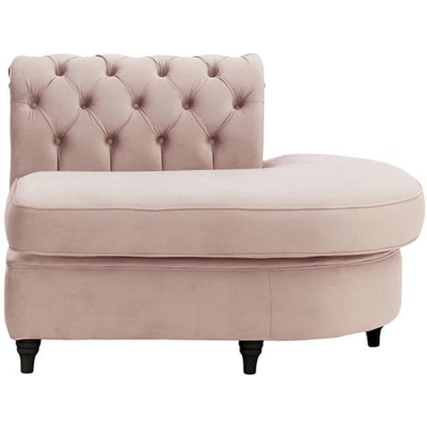 Chesterfield -Module d’extrémité ronde droite (ECR), lila/rose - Velluto 14, Couleur des pieds: Noir