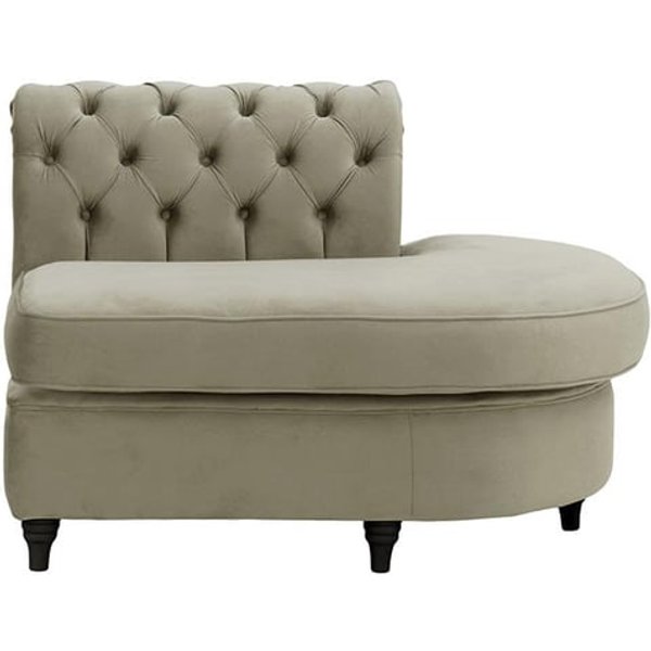 Chesterfield -Module d’extrémité ronde droite (ECR), gris éléphant - Velluto 17, Couleur des pieds: Noir