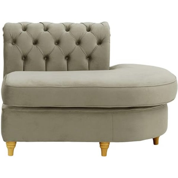 Chesterfield -Module d’extrémité ronde droite (ECR), gris éléphant - Velluto 17, Couleur des pieds: Chêne clair