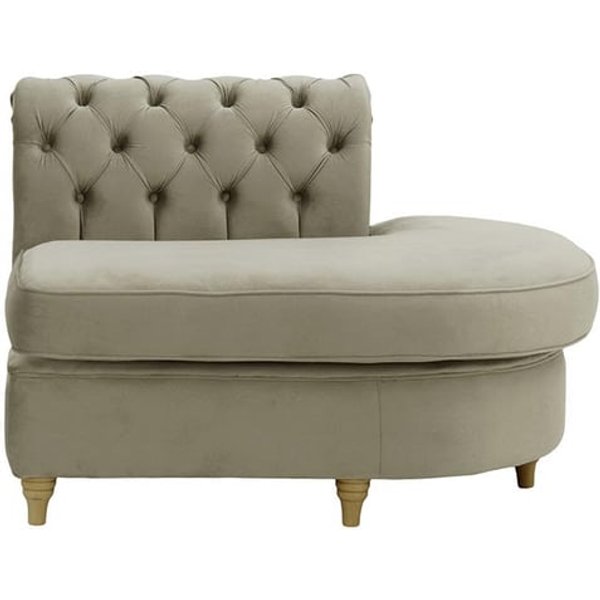Chesterfield -Module d’extrémité ronde droite (ECR), gris éléphant - Velluto 17, Couleur des pieds: Noir wax