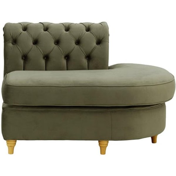 Chesterfield -Module d’extrémité ronde droite (ECR), graphite - Velluto 19, Couleur des pieds: Chêne clair