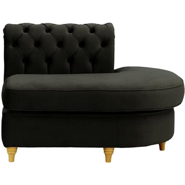 Chesterfield -Module d’extrémité ronde droite (ECR), noir - Velluto 20, Couleur des pieds: Chêne clair