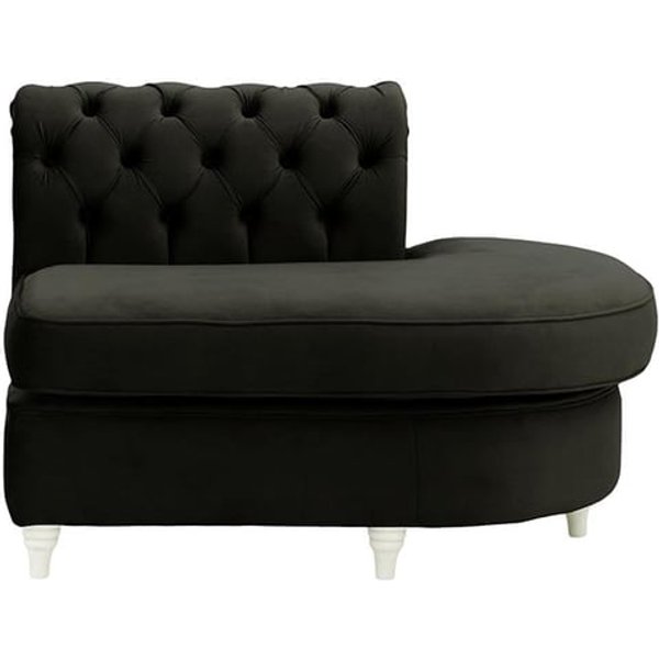 Chesterfield -Module d’extrémité ronde droite (ECR), noir - Velluto 20, Couleur des pieds: Blanc