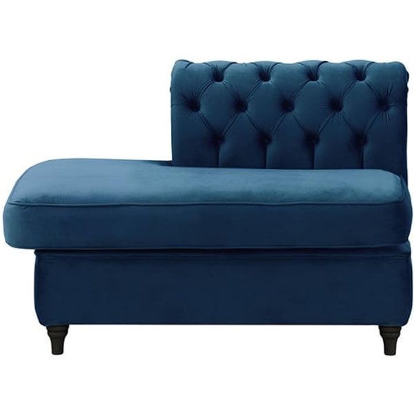 Chesterfield - Module d’extrémité carrée gauche (ESL), bleu - Velluto 11, Couleur des pieds: Noir