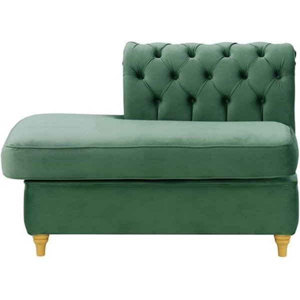 Chesterfield - Module d’extrémité carrée gauche (ESL), bleu - Velluto 12, Couleur des pieds: Chêne clair