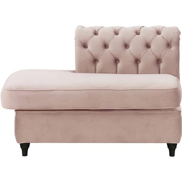 Chesterfield - Module d’extrémité carrée gauche (ESL), lila/rose - Velluto 14, Couleur des pieds: Noir