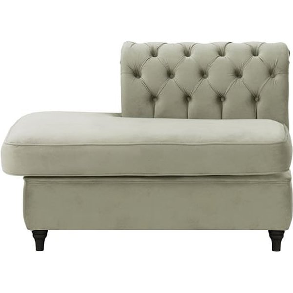 Chesterfield - Module d’extrémité carrée gauche (ESL), gris clair - Velluto 15, Couleur des pieds: Noir