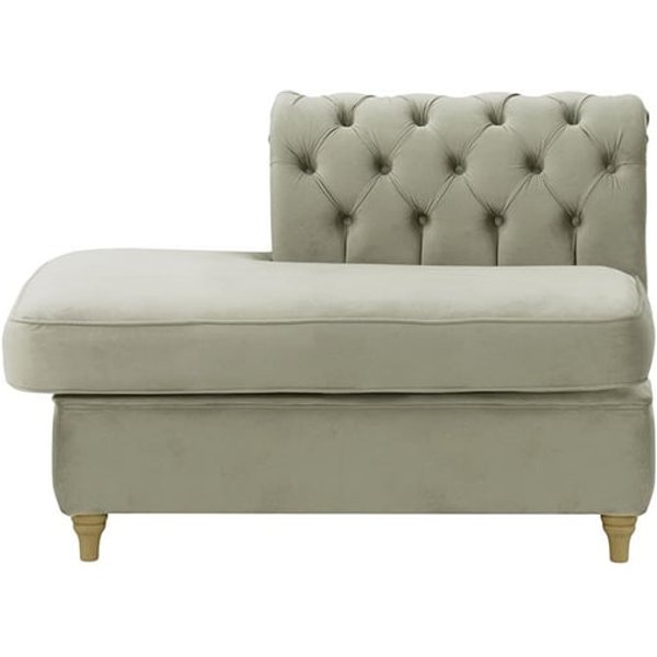 Chesterfield - Module d’extrémité carrée gauche (ESL), gris clair - Velluto 15, Couleur des pieds: Noir wax