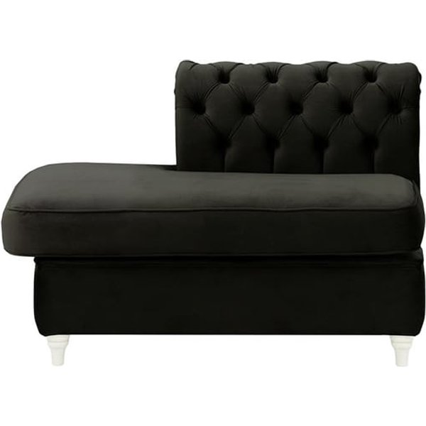 Chesterfield - Module d’extrémité carrée gauche (ESL), noir - Velluto 20, Couleur des pieds: Blanc