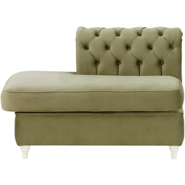 Chesterfield - Module d’extrémité carrée gauche (ESL), beige - Velluto 3, Couleur des pieds: Blanc