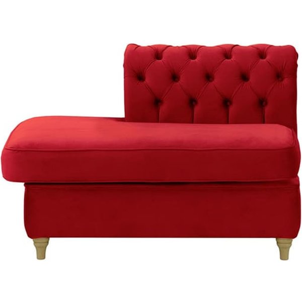 Chesterfield - Module d’extrémité carrée gauche (ESL), rouge - Velluto 7, Couleur des pieds: Noir wax