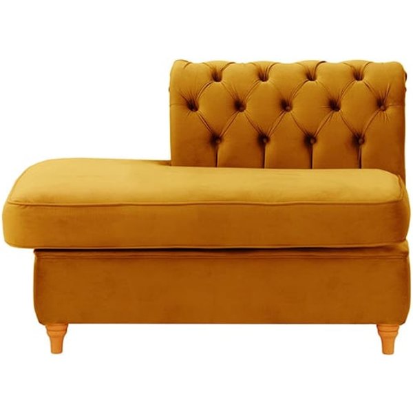 Chesterfield - Module d’extrémité carrée gauche (ESL), moutarde - Velluto 8, Couleur des pieds: aveo