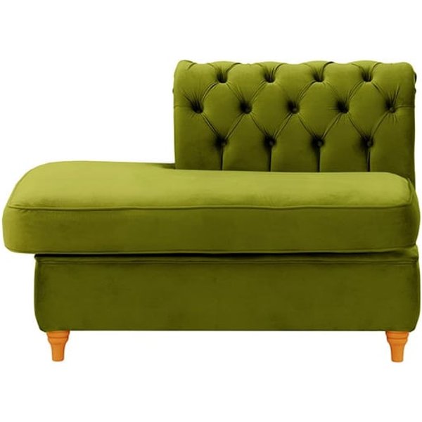 Chesterfield - Module d’extrémité carrée gauche (ESL), olive - Velluto 9, Couleur des pieds: aveo