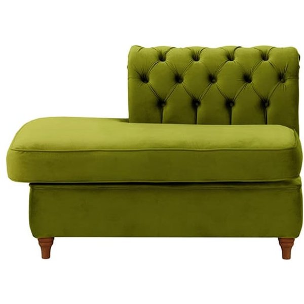 Chesterfield - Module d’extrémité carrée gauche (ESL), olive - Velluto 9, Couleur des pieds: Chêne foncé