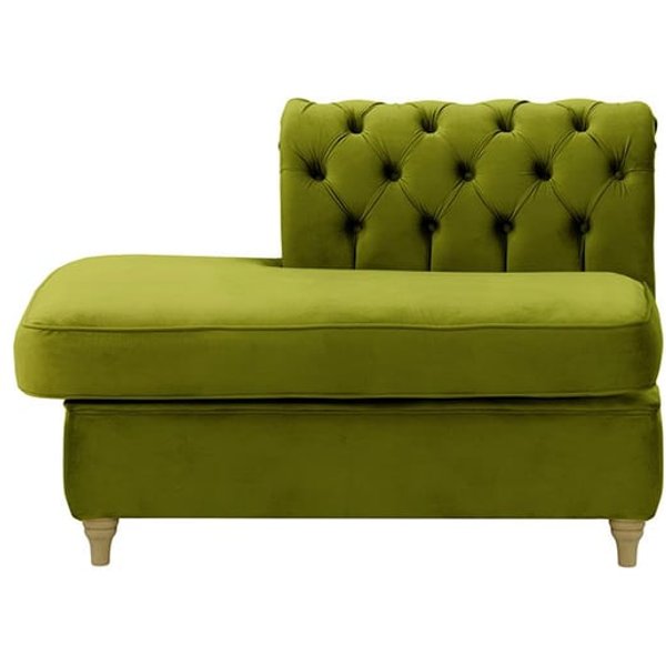 Chesterfield - Module d’extrémité carrée gauche (ESL), olive - Velluto 9, Couleur des pieds: Noir wax