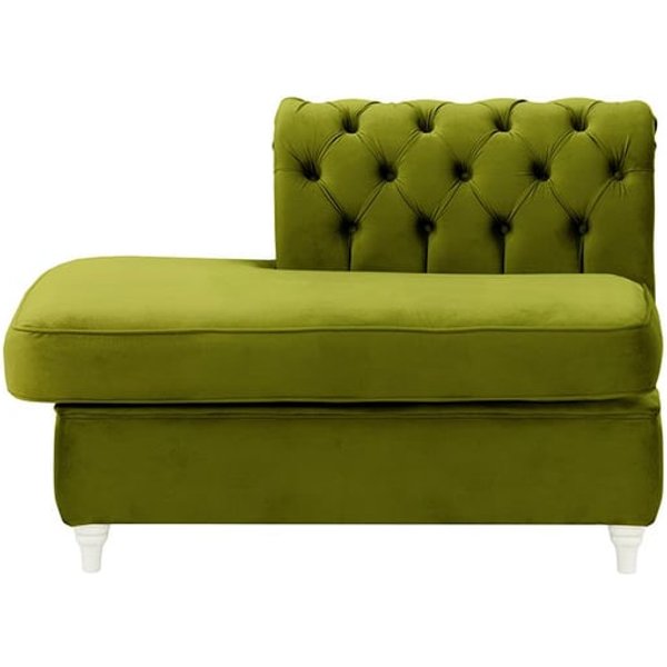 Chesterfield - Module d’extrémité carrée gauche (ESL), olive - Velluto 9, Couleur des pieds: Blanc
