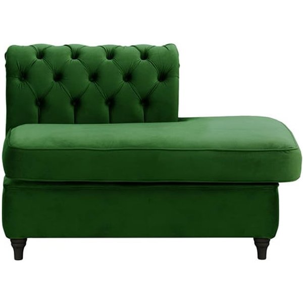 Chesterfield- Module d’extrémité carrée droit (ESR), vert foncé - Velluto 10, Couleur des pieds: Noir