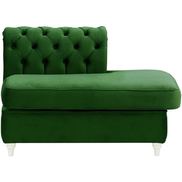 Chesterfield- Module d’extrémité carrée droit (ESR), vert foncé - Velluto 10, Couleur des pieds: Blanc