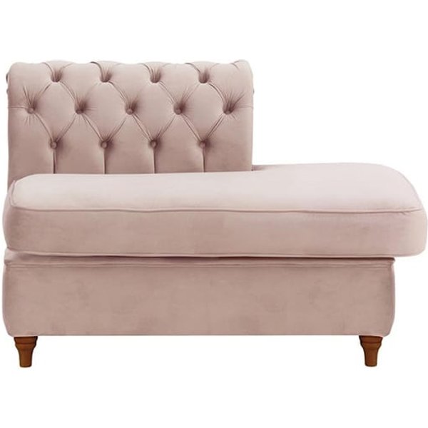 Chesterfield- Module d’extrémité carrée droit (ESR), lila/rose - Velluto 14, Couleur des pieds: Chêne foncé