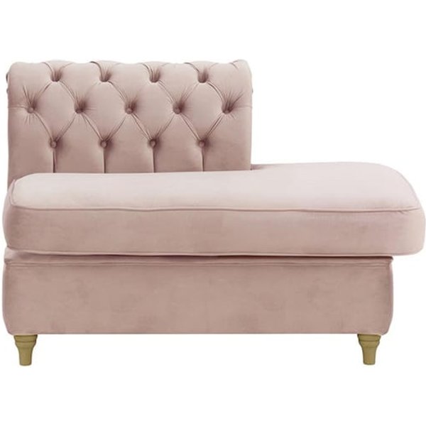 Chesterfield- Module d’extrémité carrée droit (ESR), lila/rose - Velluto 14, Couleur des pieds: Noir wax