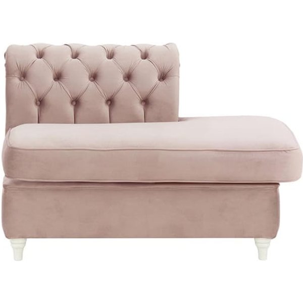 Chesterfield- Module d’extrémité carrée droit (ESR), lila/rose - Velluto 14, Couleur des pieds: Blanc