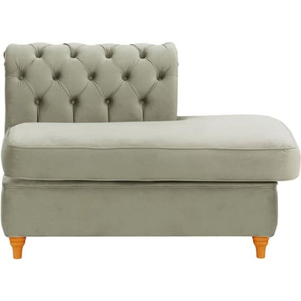 Chesterfield- Module d’extrémité carrée droit (ESR), gris clair - Velluto 15, Couleur des pieds: aveo