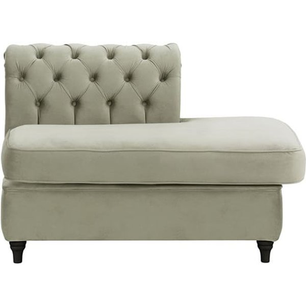 Chesterfield- Module d’extrémité carrée droit (ESR), gris clair - Velluto 15, Couleur des pieds: Noir