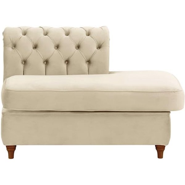 Chesterfield- Module d’extrémité carrée droit (ESR), beige clair - Velluto 2, Couleur des pieds: Chêne foncé